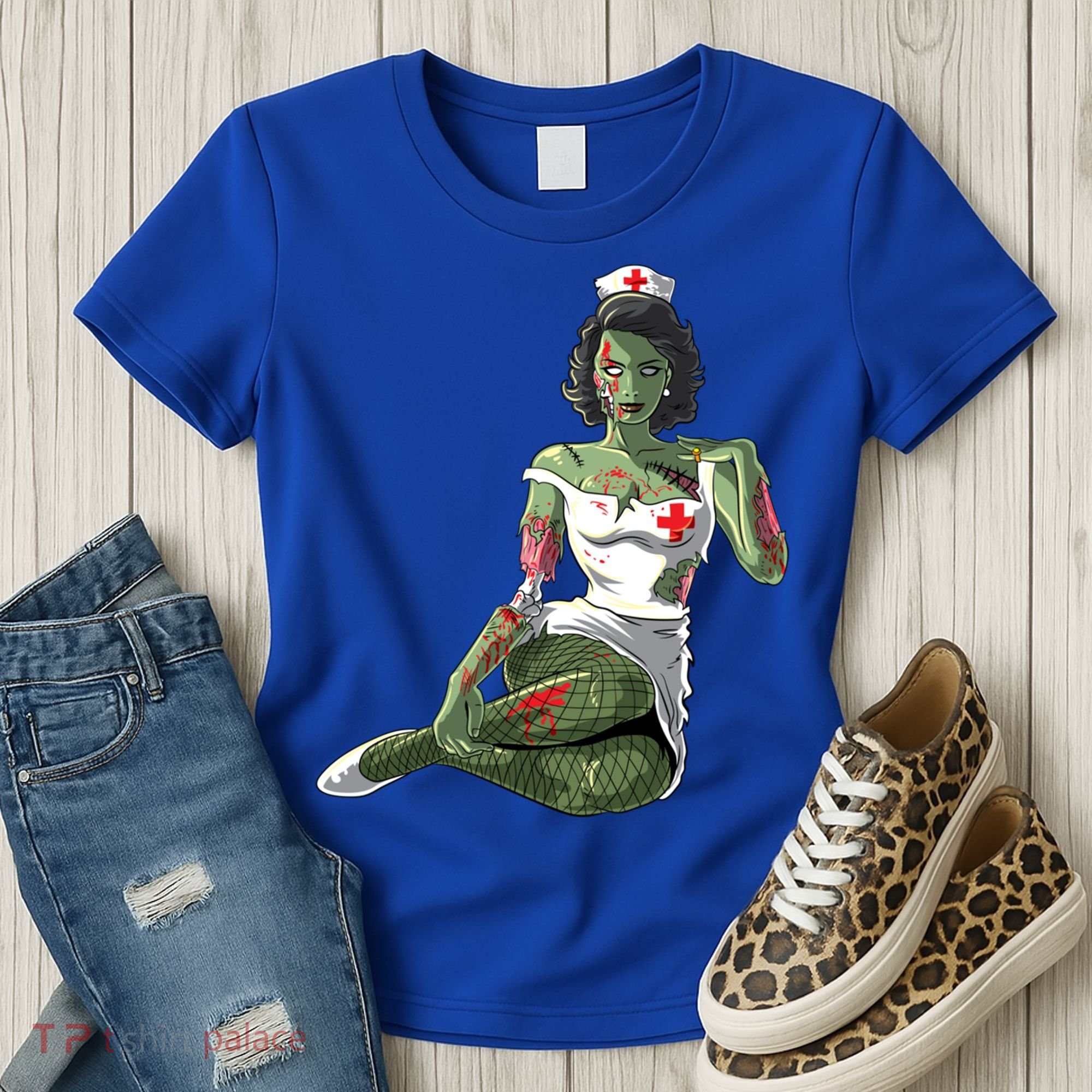 Halloween Zombie Pin Up Nurse Lady Gift Women's T-Shirt