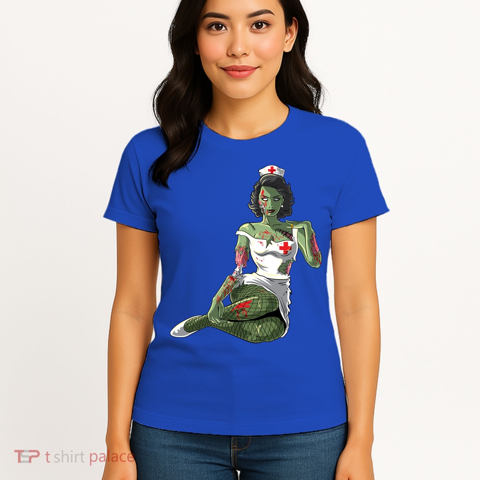 Halloween Zombie Pin Up Nurse Lady Gift Women's T-Shirt