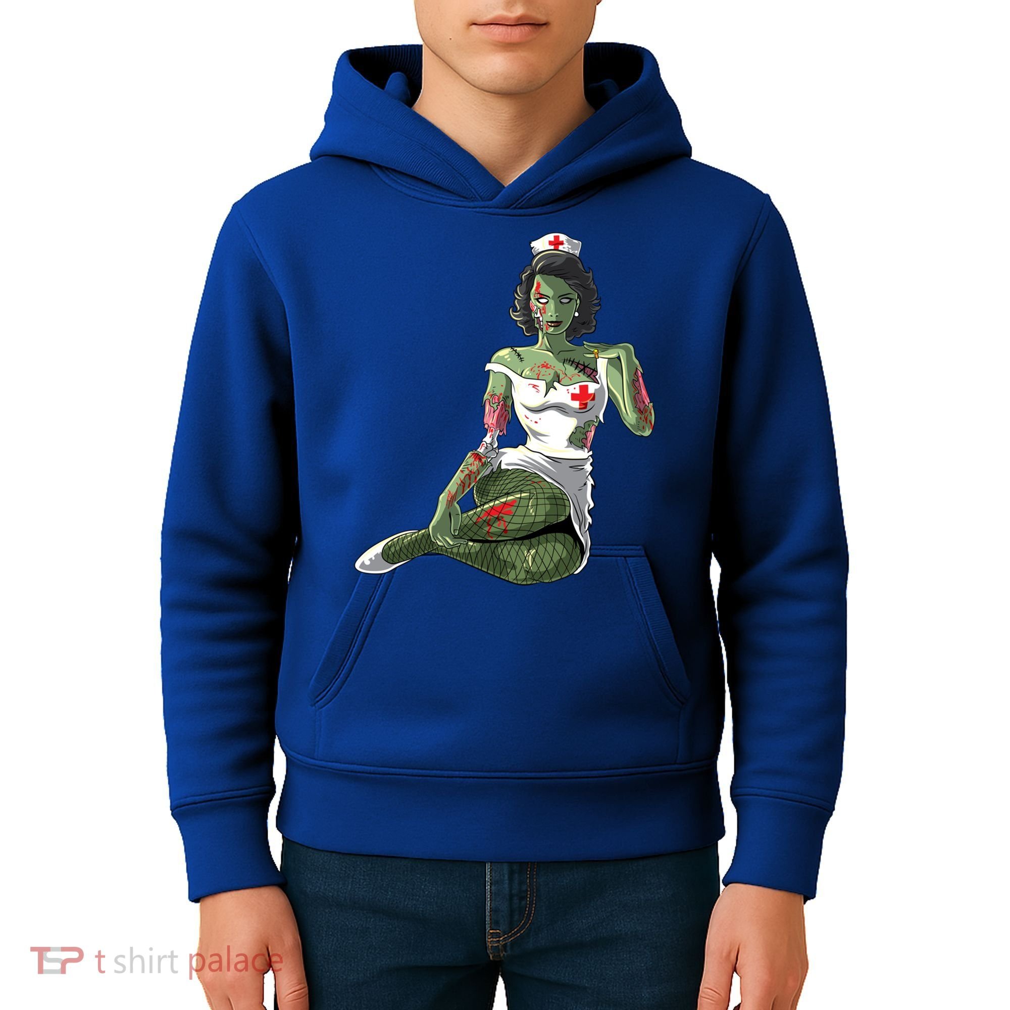 Halloween Zombie Pin Up Nurse Lady Gift Kids Hoodie