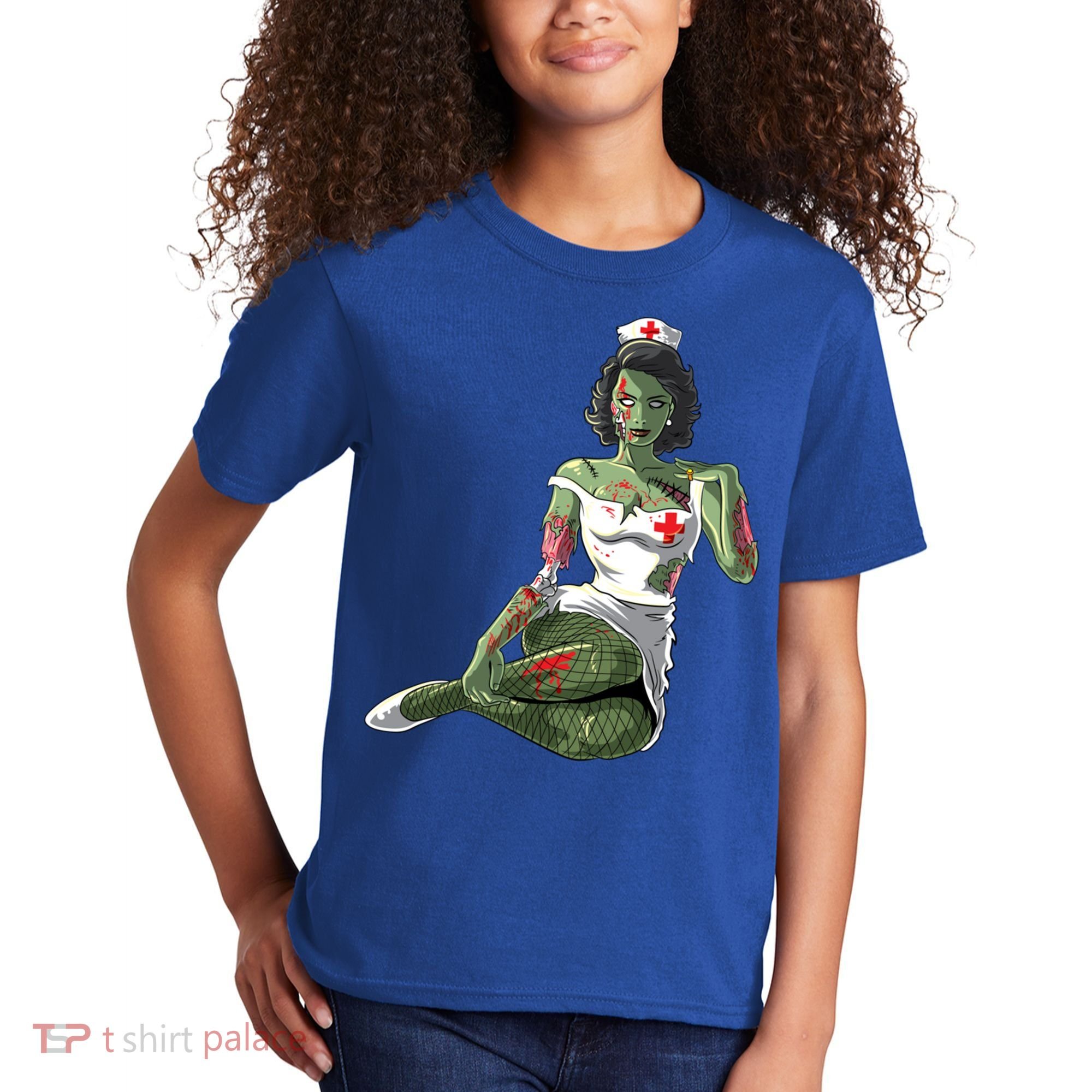 Halloween Zombie Pin Up Nurse Lady Gift Kids T-Shirt