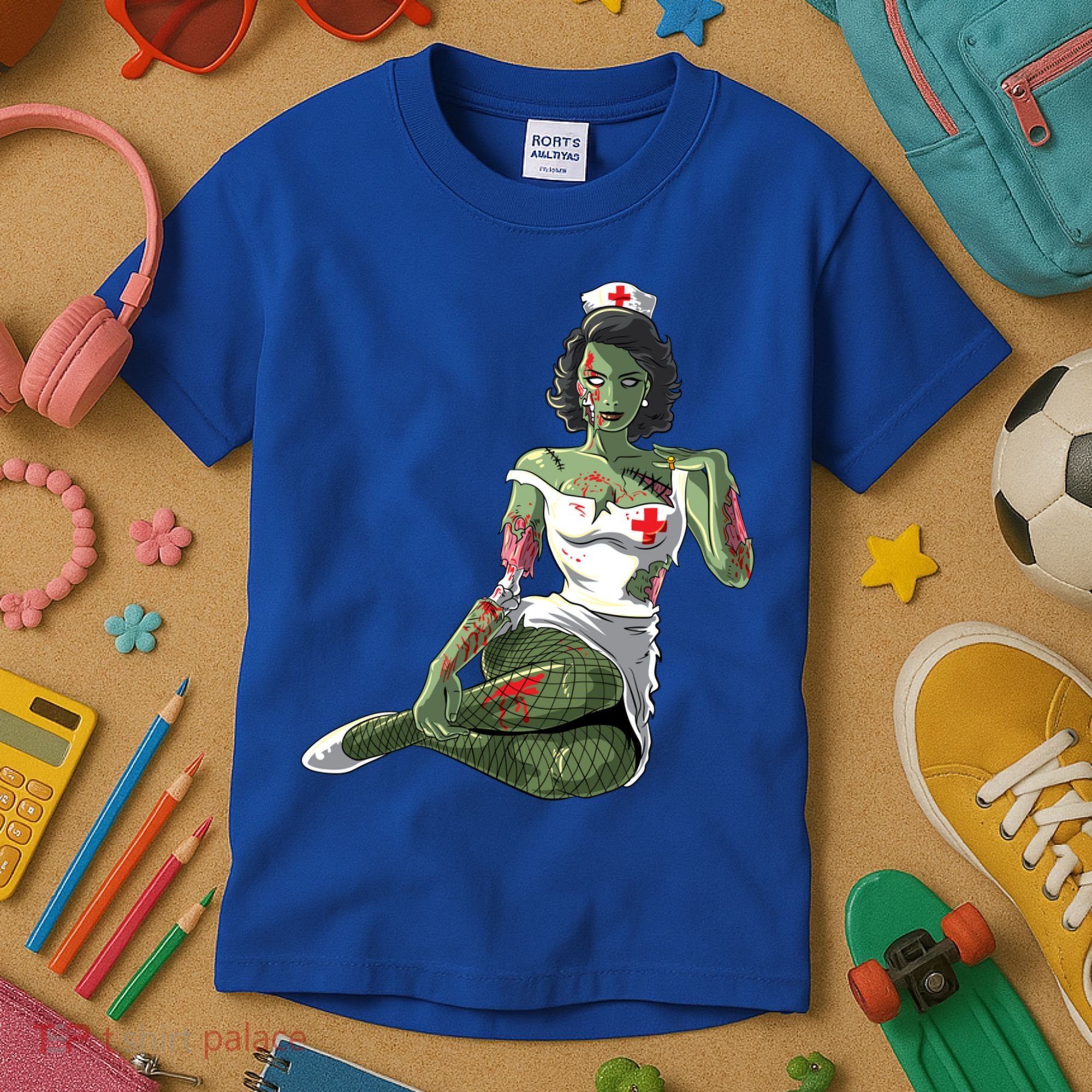 Halloween Zombie Pin Up Nurse Lady Gift Kids T-Shirt