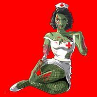 Halloween Zombie Pin Up Nurse Lady Gift Santa Hat thumb 1