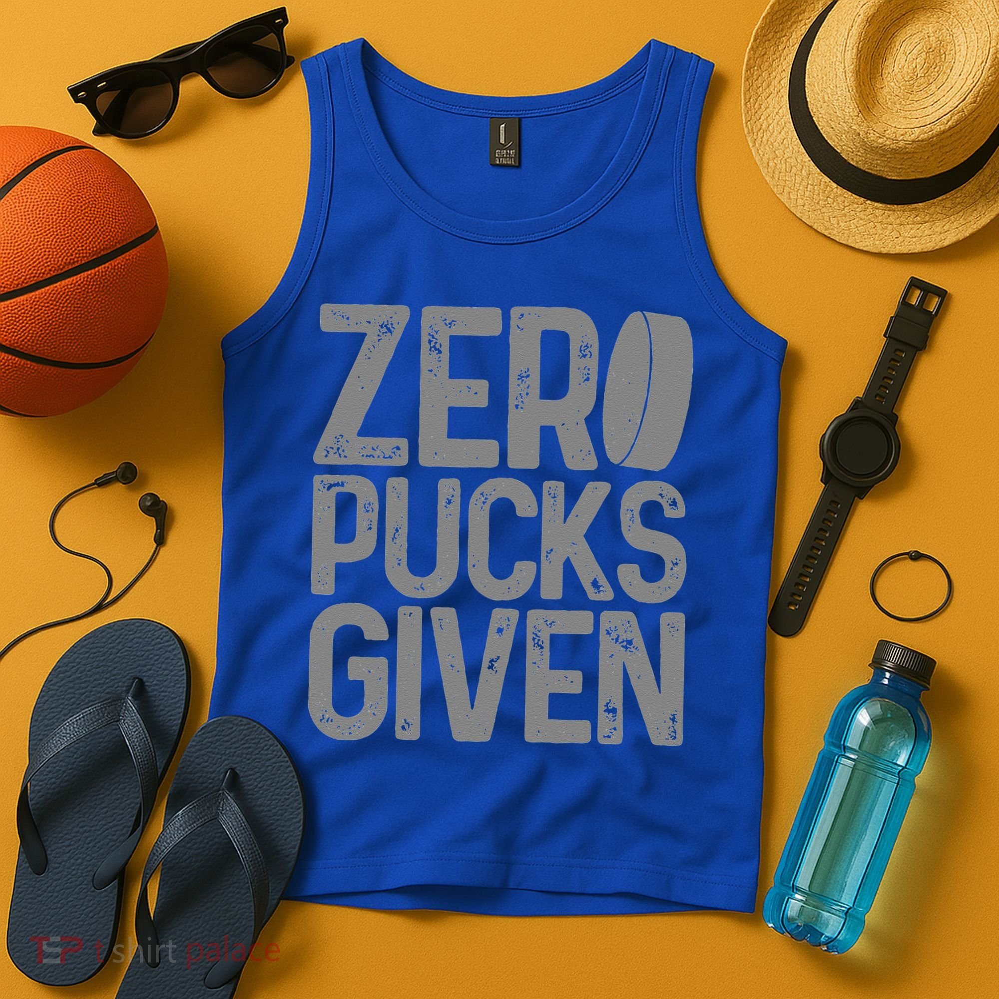 Hockey Zero Pucks Given Retro Hockey Player Goalie Tank Top