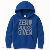 Hockey Zero Pucks Given Retro Hockey Player Goalie Kids Hoodie thumb 0