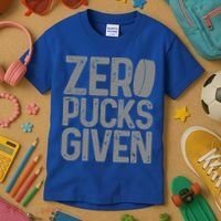 Hockey Zero Pucks Given Retro Hockey Player Goalie Kids T-Shirt thumb 3