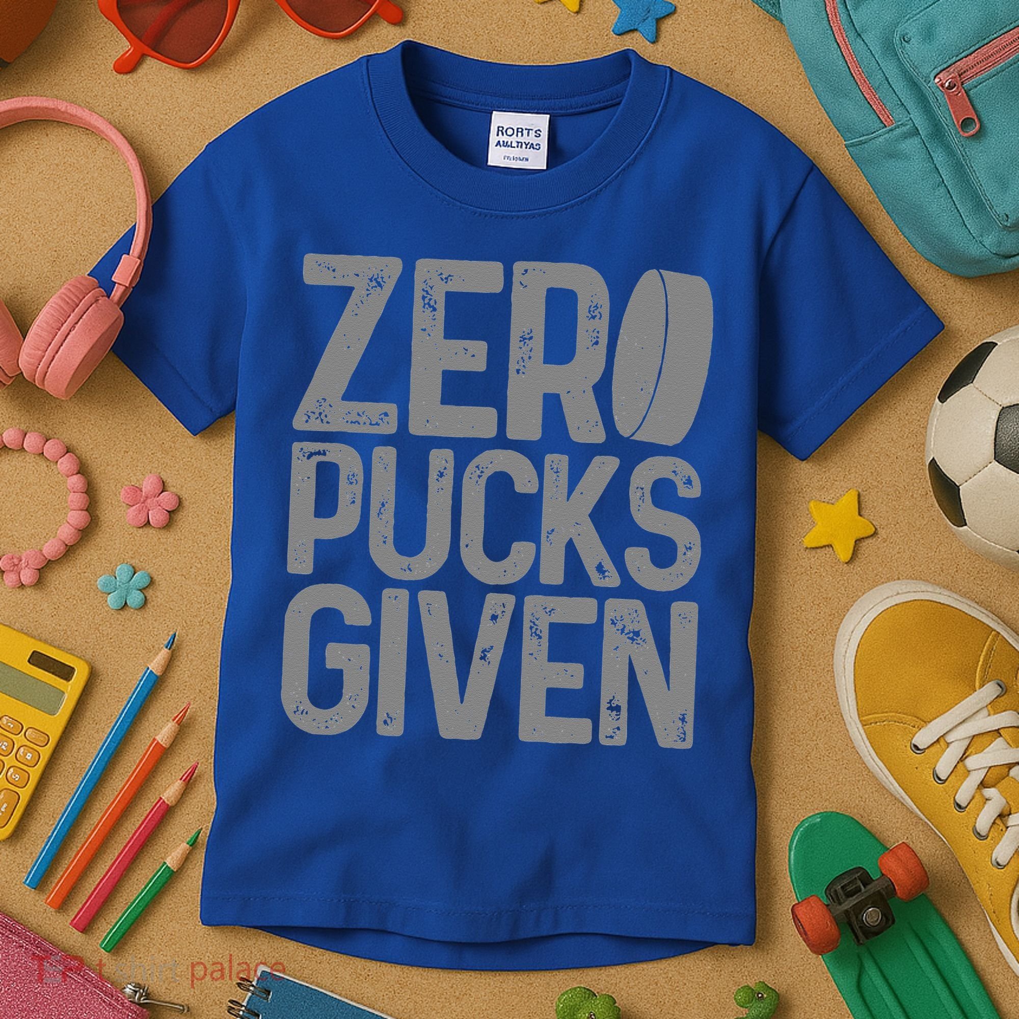 Hockey Zero Pucks Given Retro Hockey Player Goalie Kids T-Shirt