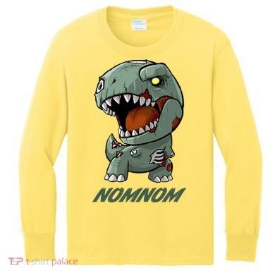 Halloween Zombie Trex NomNom Kids Long Sleeve Shirt