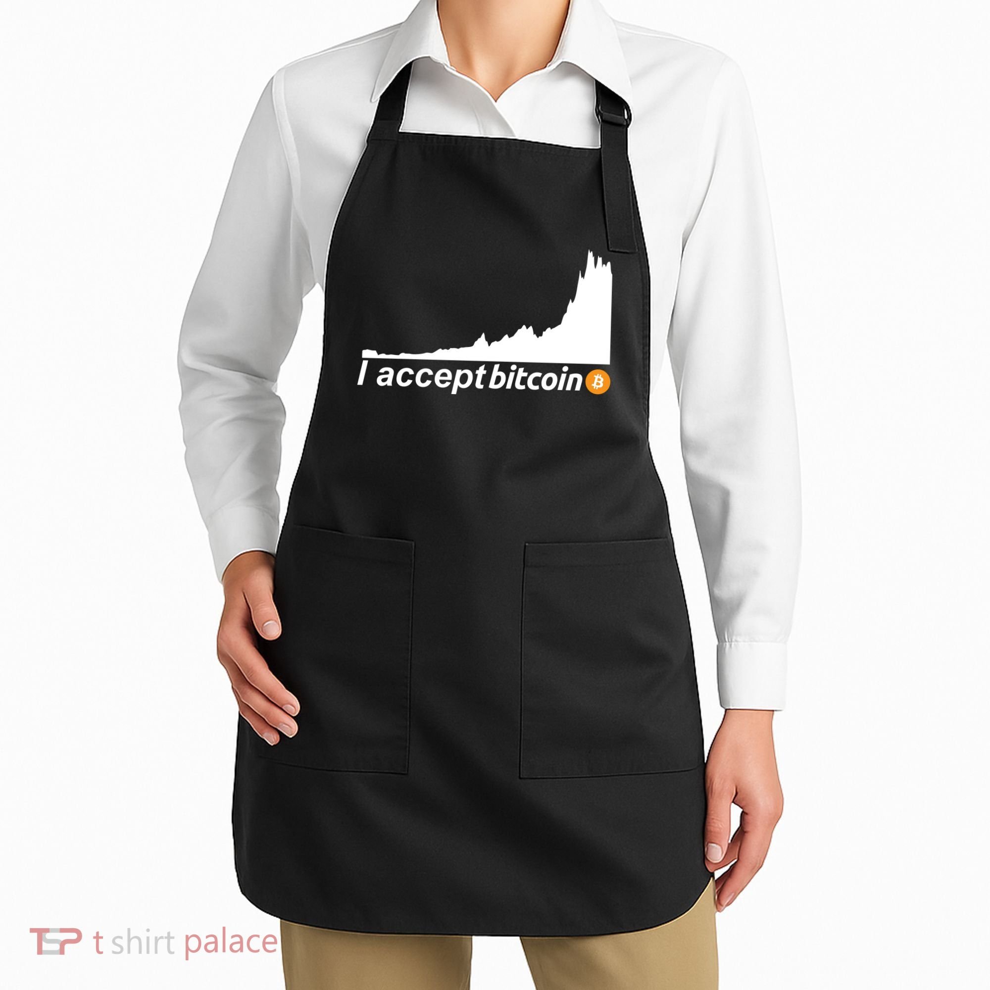 I Accept Bitcoin Crypto Currency Apron
