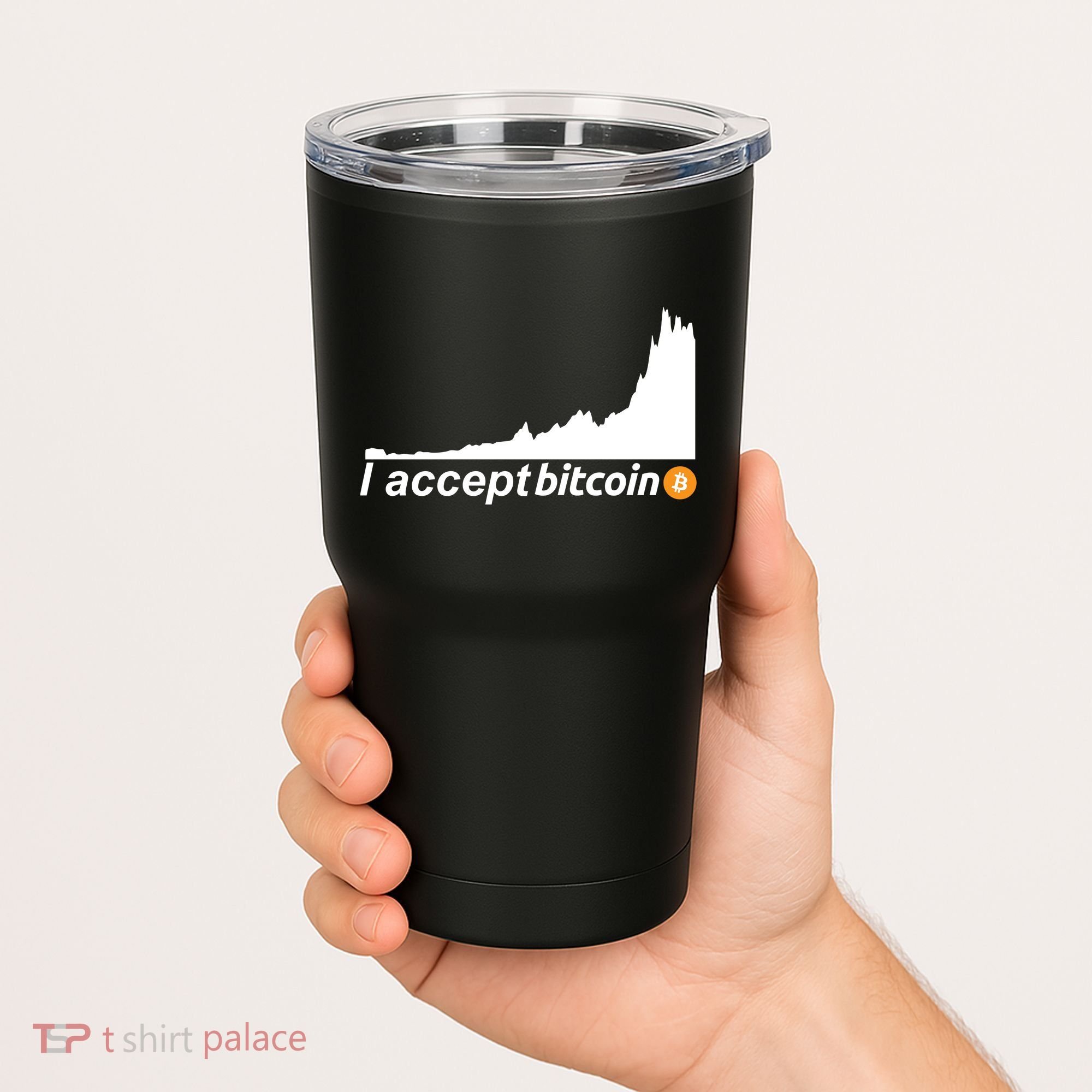 I Accept Bitcoin Crypto Currency Tumbler