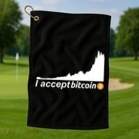 I Accept Bitcoin Crypto Currency Golf Towel thumb 1