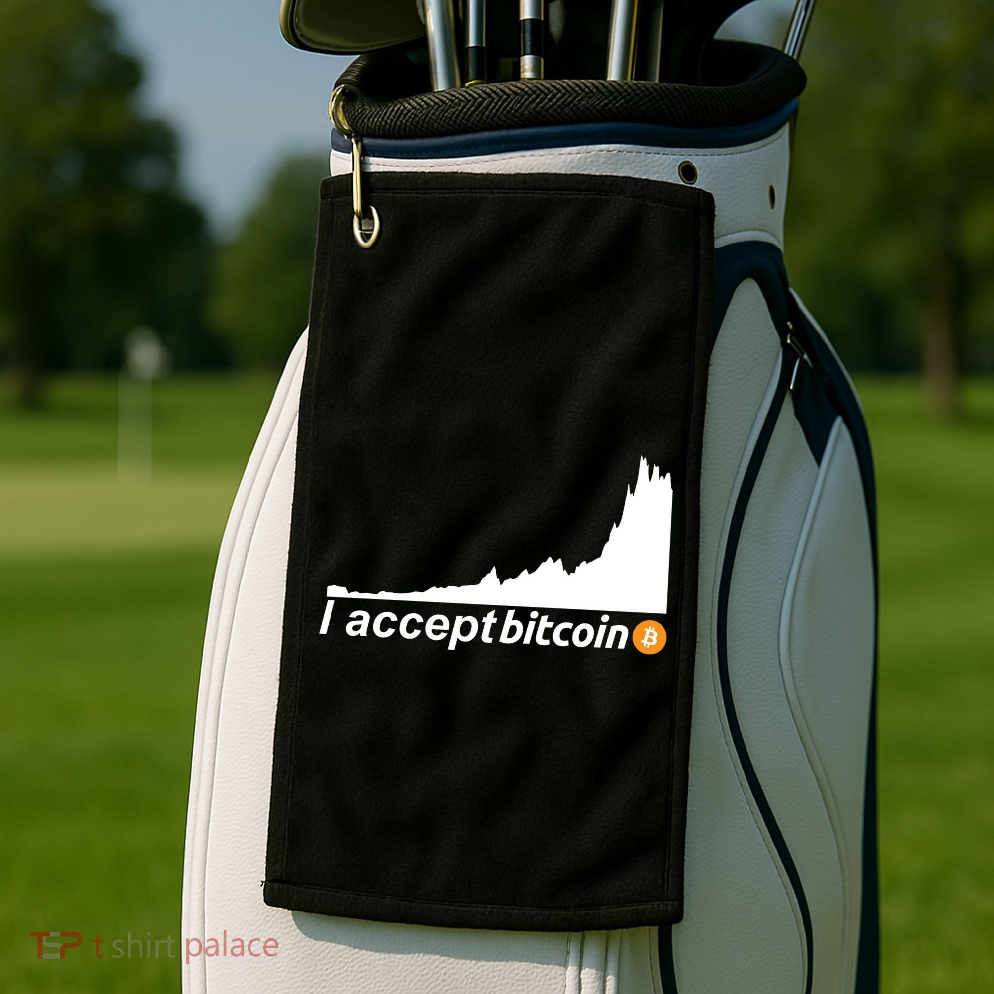 I Accept Bitcoin Crypto Currency Golf Towel
