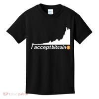 I Accept Bitcoin Crypto Currency Kids T-Shirt thumb 0