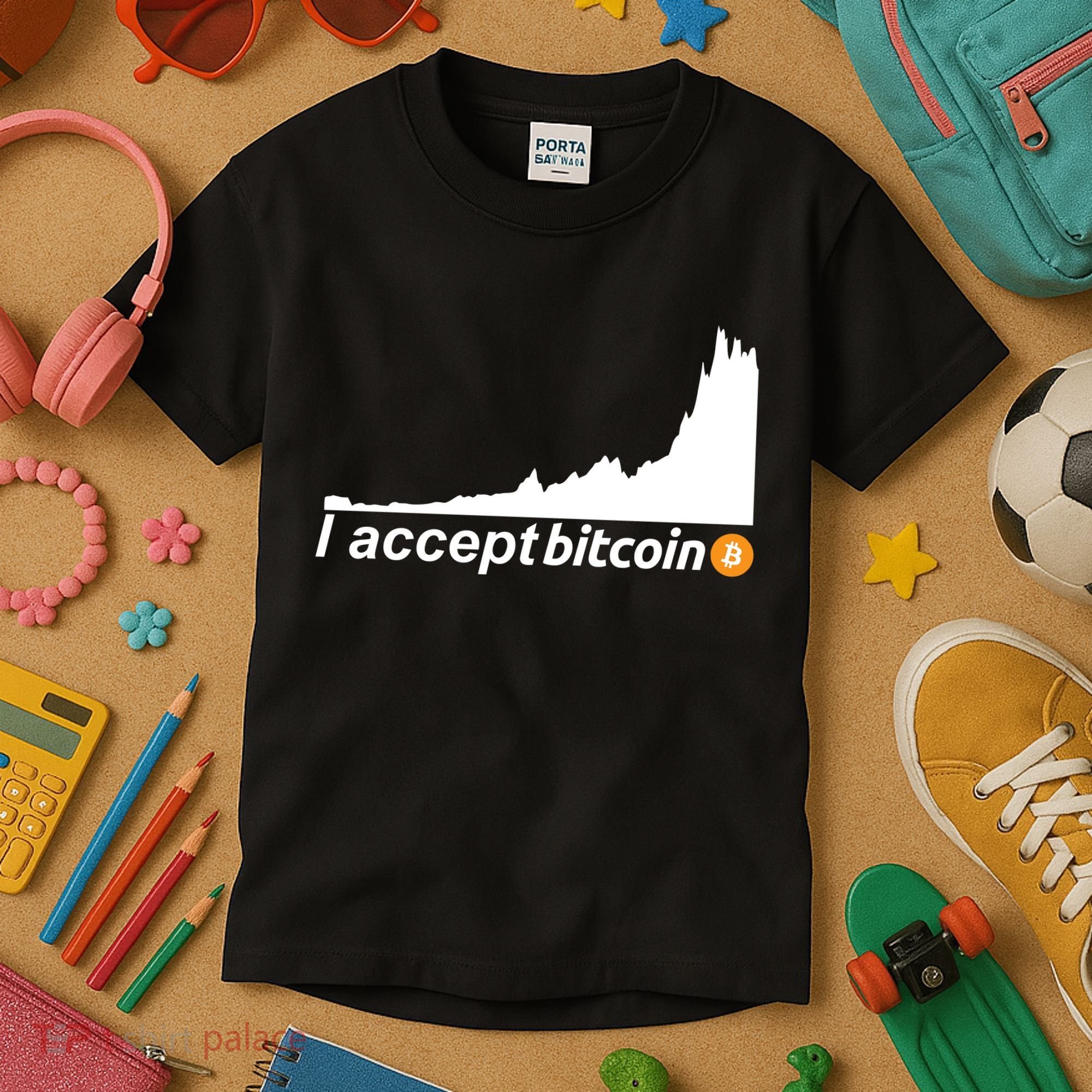 I Accept Bitcoin Crypto Currency Kids T-Shirt