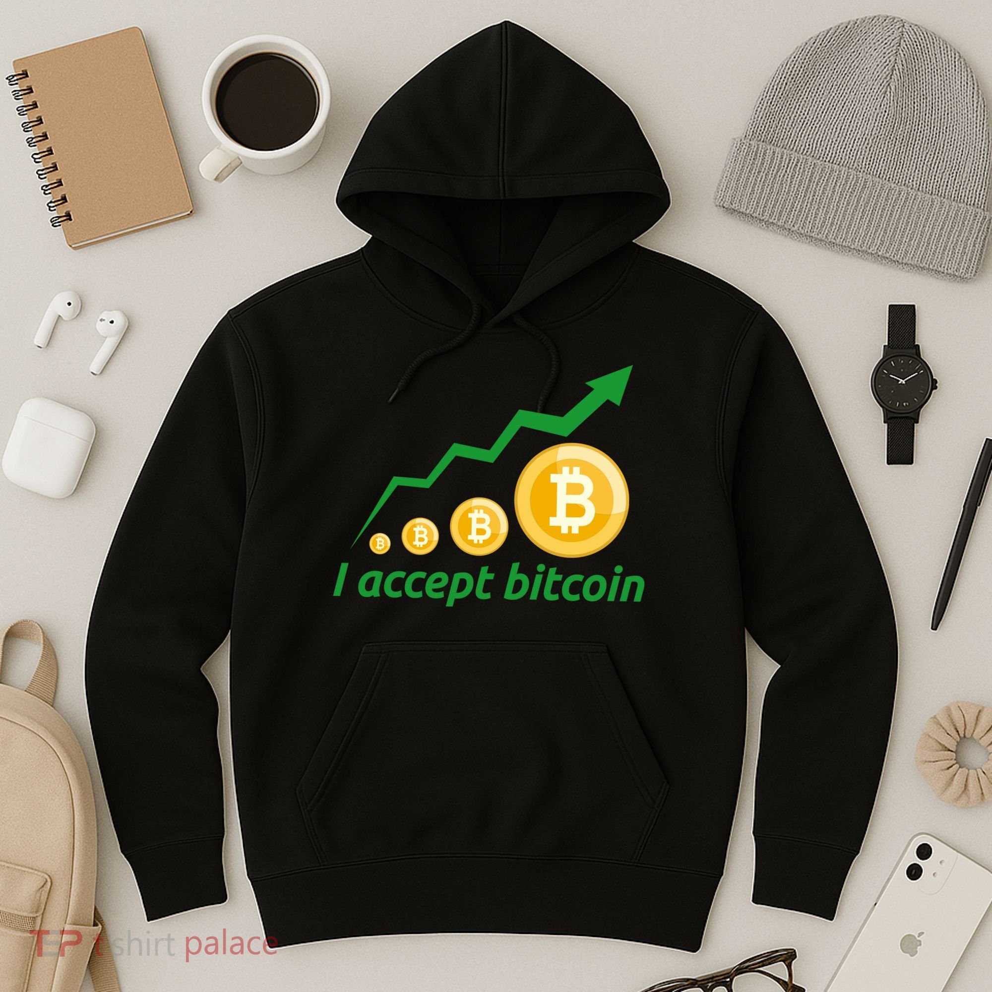 I Accept Bitcoin Graph Logo Hoodie