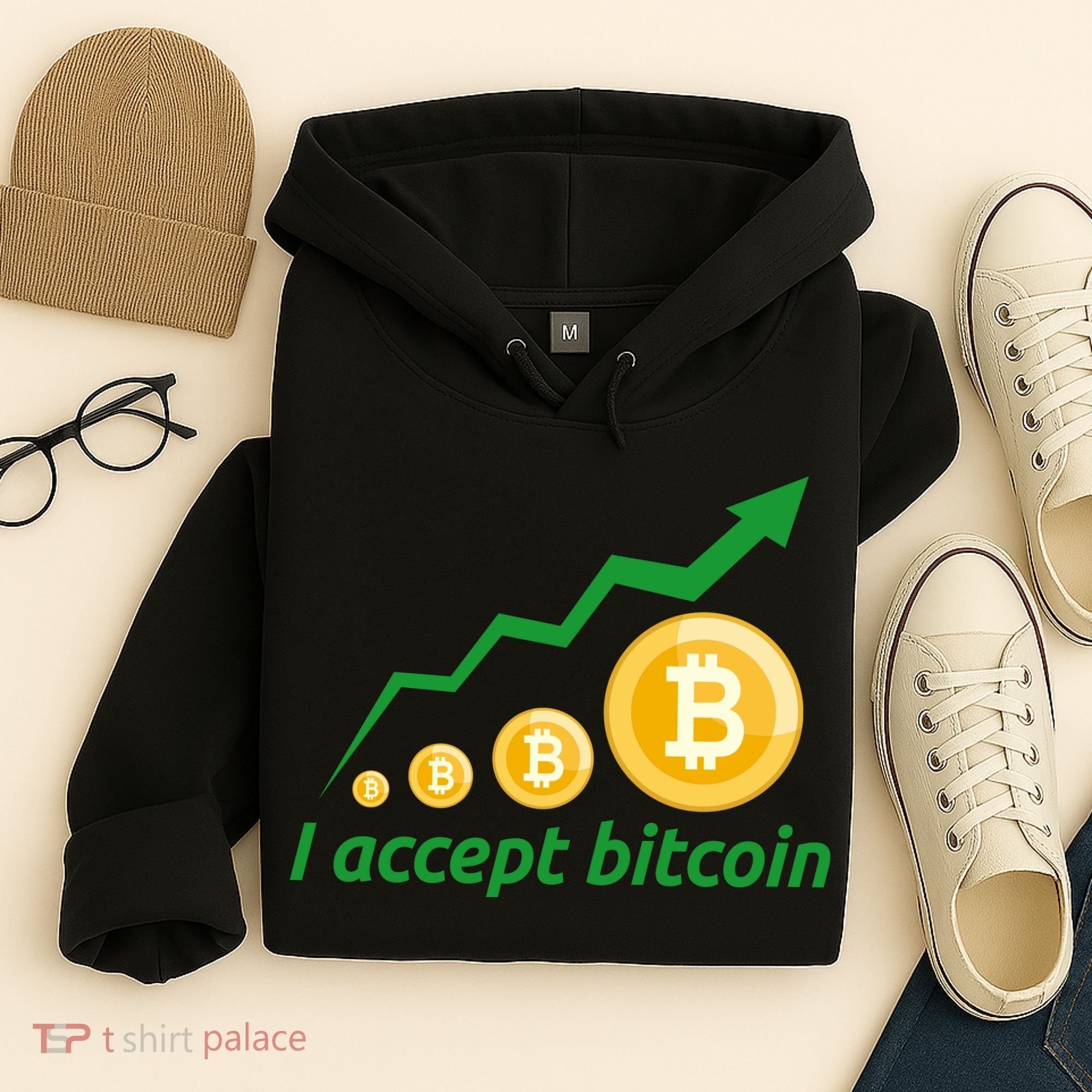 I Accept Bitcoin Graph Logo Hoodie