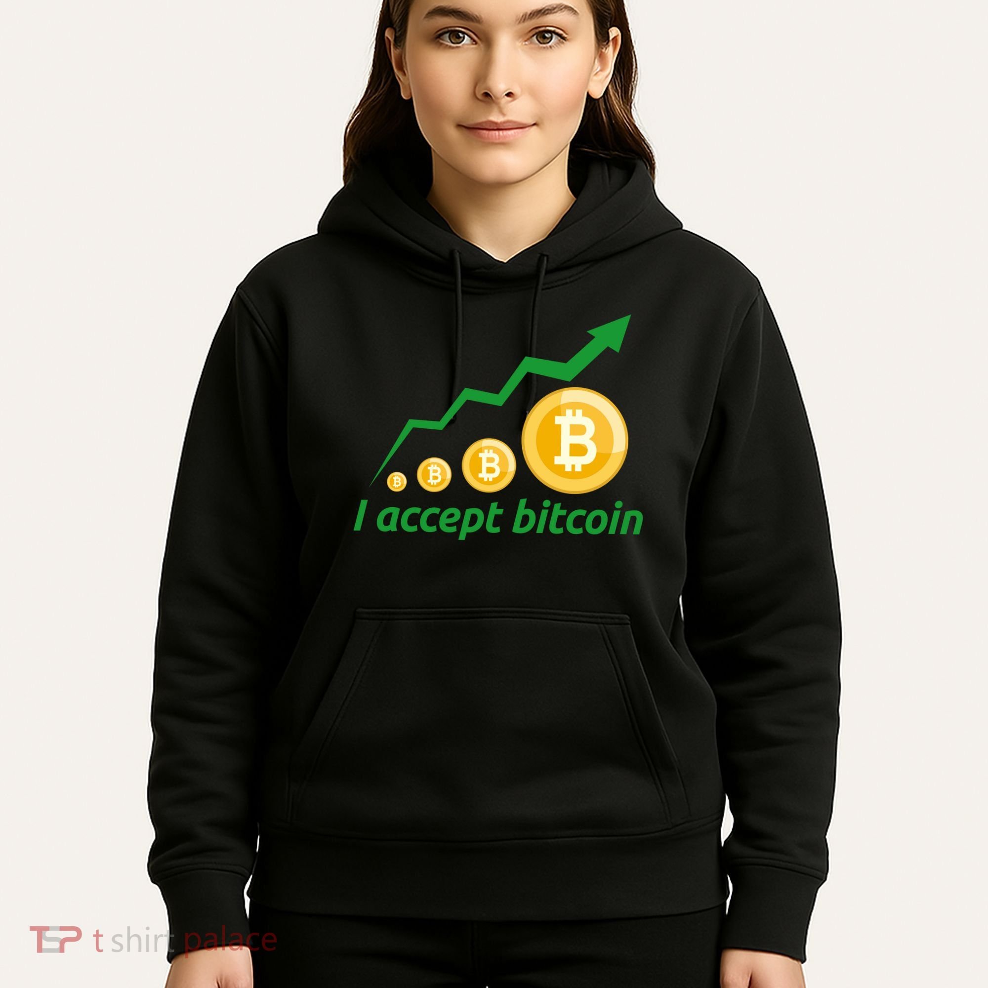 I Accept Bitcoin Graph Logo Hoodie