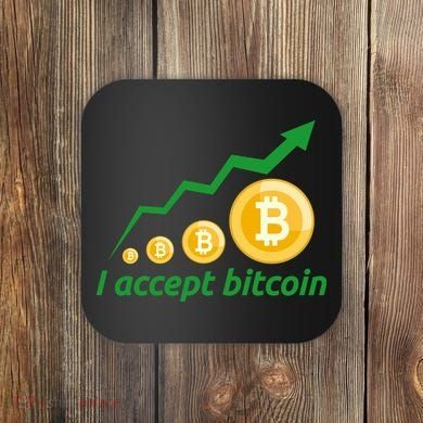 I Accept Bitcoin Graph Logo Coaster