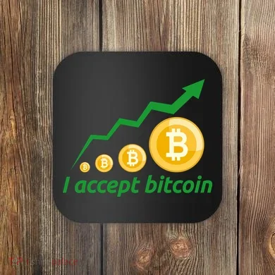 I Accept Bitcoin Graph Logo Coaster