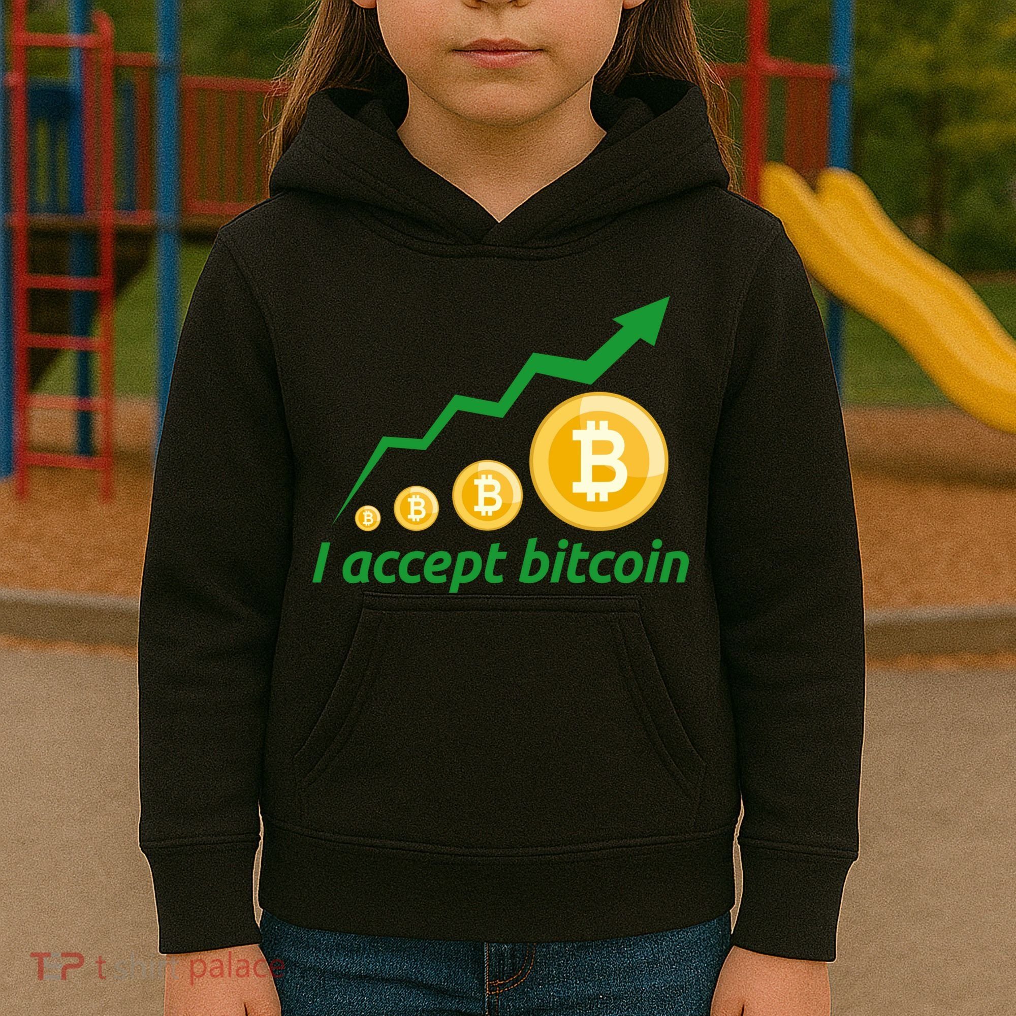 I Accept Bitcoin Graph Logo Kids Hoodie