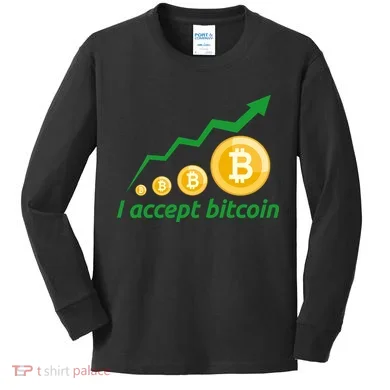 I Accept Bitcoin Graph Logo Kids Long Sleeve Shirt