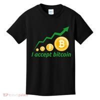 I Accept Bitcoin Graph Logo Kids T-Shirt thumb 0