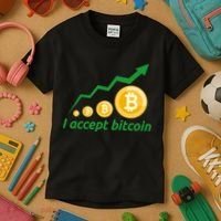 I Accept Bitcoin Graph Logo Kids T-Shirt thumb 3
