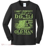 I Ain't Perfect But I Do Have A DD-214 Old Man Kids Long Sleeve Shirt thumb 0