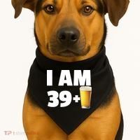 I Am 39 Plus Beer 40th Birthday USA-Made Doggie Bandana thumb 1