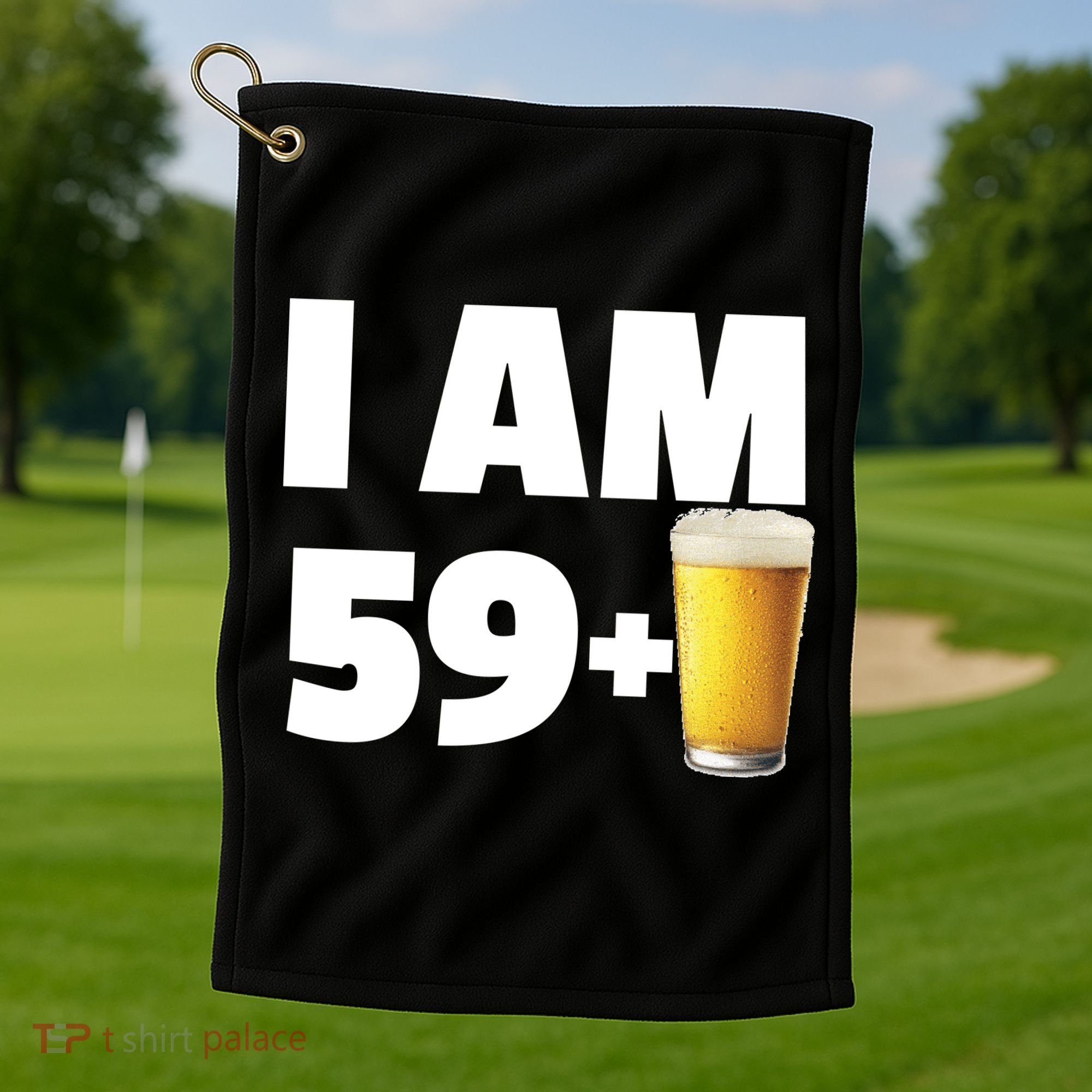 I Am 59 Plus Beer 60th Birthday Golf Towel