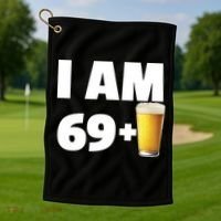 I Am 69 Plus Beer 70th Birthday Golf Towel thumb 1