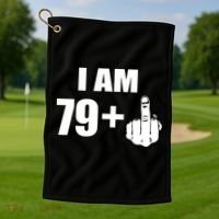 I Am 80 Middle Finger 80th Birthday Gift Golf Towel thumb 1