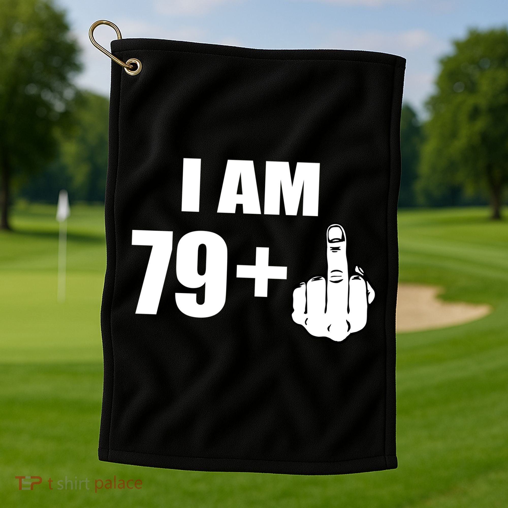 I Am 80 Middle Finger 80th Birthday Gift Golf Towel