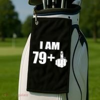 I Am 80 Middle Finger 80th Birthday Gift Golf Towel thumb 2