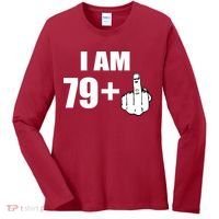 I Am 80 Middle Finger 80th Birthday Gift Women's Long Sleeve Shirt thumb 0