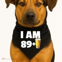 I Am 89 Plus Beer 90th Birthday USA-Made Doggie Bandana thumb 1