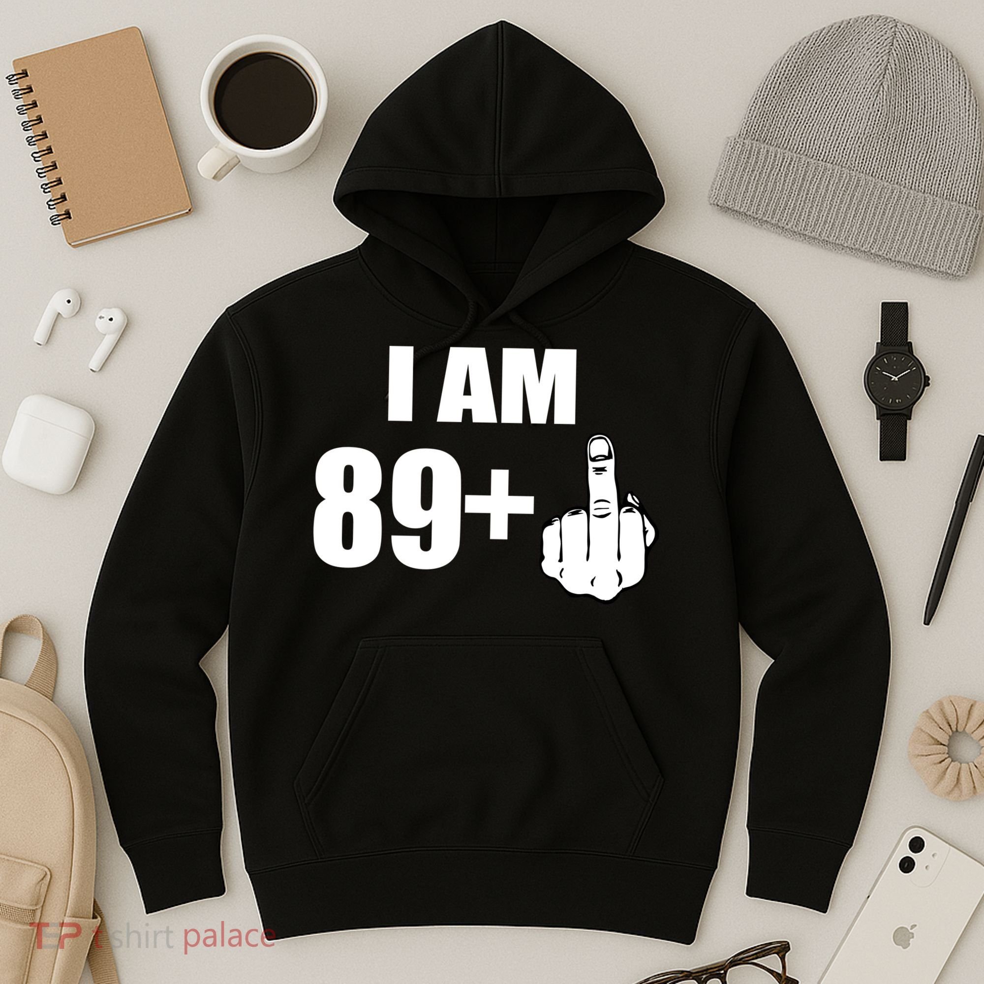 I Am 90 Middle Finger Funny 90th Birthday Gift Hoodie