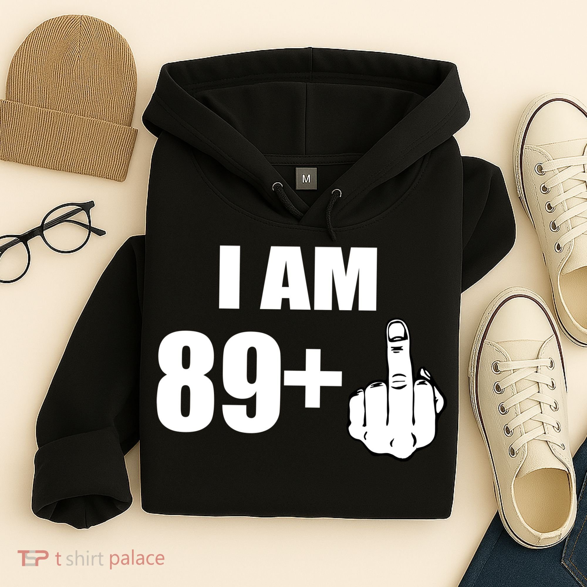 I Am 90 Middle Finger Funny 90th Birthday Gift Hoodie