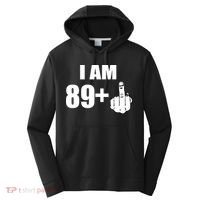 I Am 90 Middle Finger Funny 90th Birthday Gift Performance Fleece Hoodie thumb 0