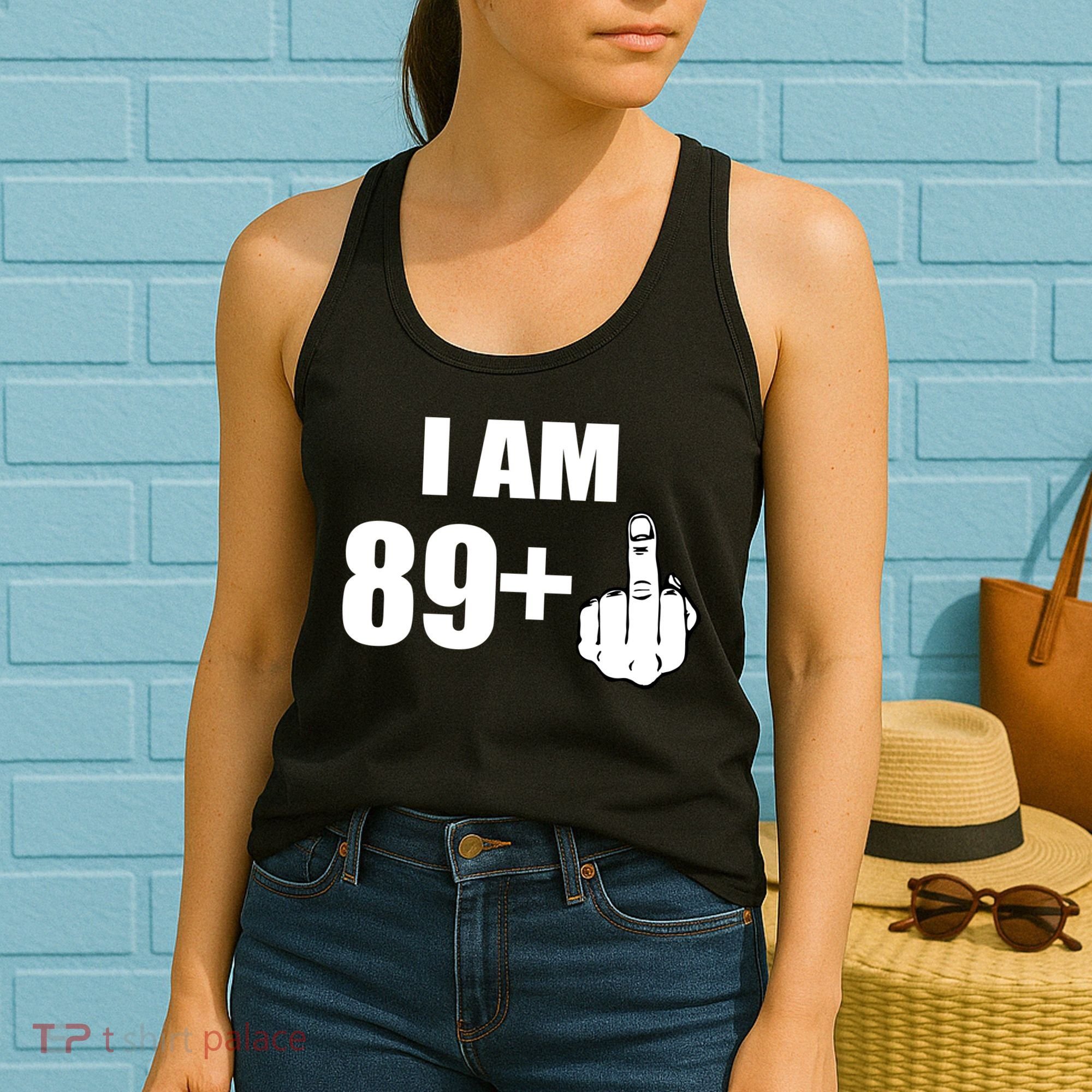 I Am 90 Middle Finger Funny 90th Birthday Gift Women's Tank Top
