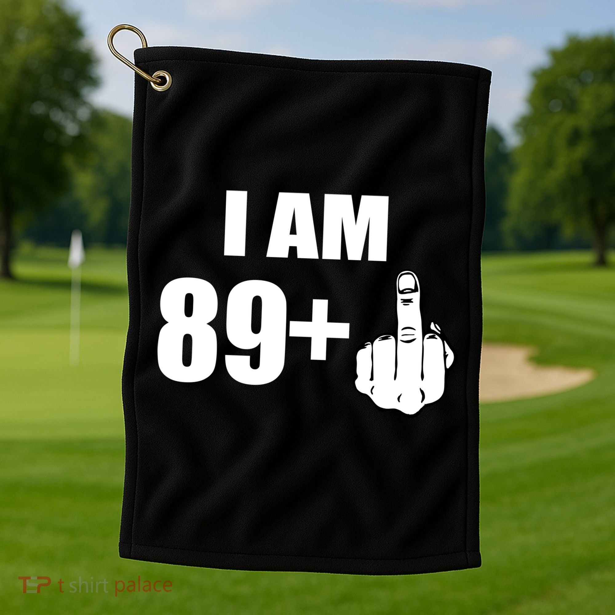 I Am 90 Middle Finger Funny 90th Birthday Gift Golf Towel