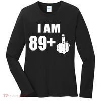 I Am 90 Middle Finger Funny 90th Birthday Gift Women's Long Sleeve Shirt thumb 0