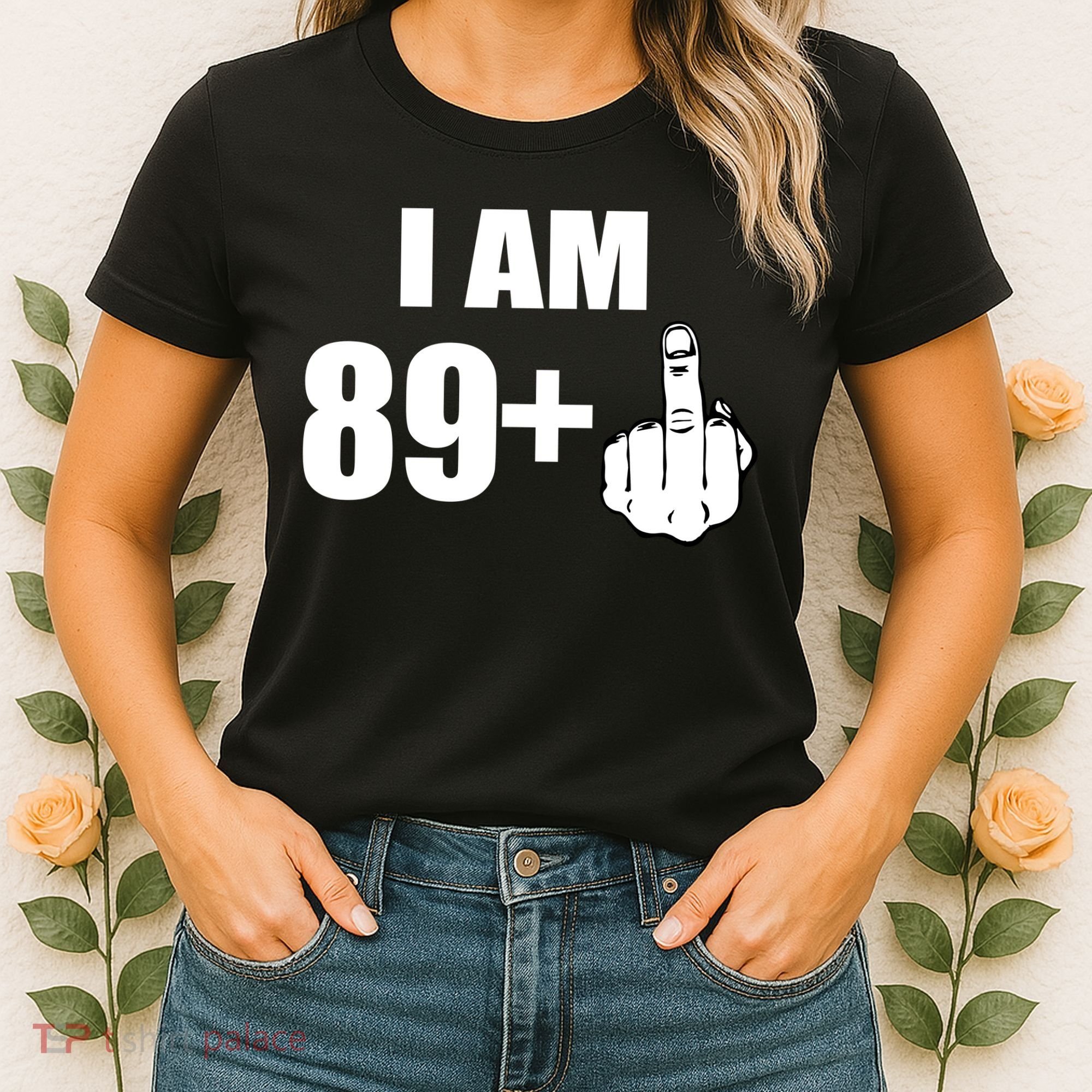 I Am 90 Middle Finger Funny 90th Birthday Gift Women's T-Shirt