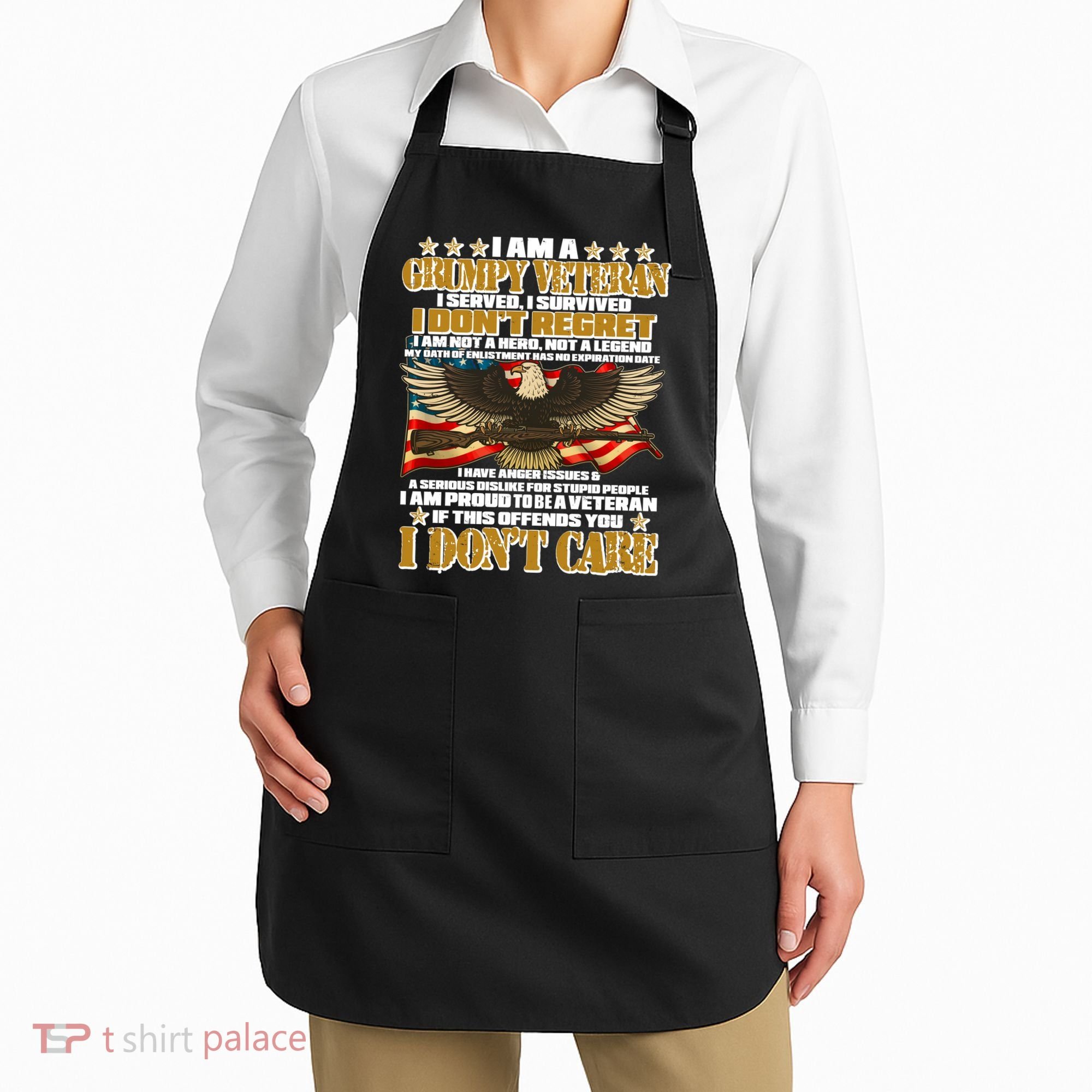 I Am A Grumpy Proud Veteran Funny Apron