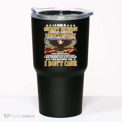I Am A Grumpy Proud Veteran Funny Tumbler
