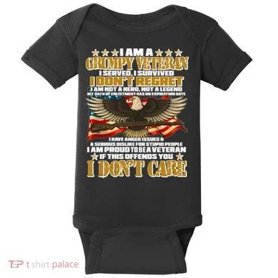 I Am A Grumpy Proud Veteran Funny Baby Bodysuit