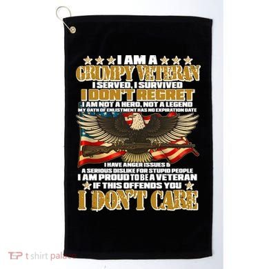 I Am A Grumpy Proud Veteran Funny Golf Towel