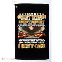 I Am A Grumpy Proud Veteran Funny Golf Towel thumb 0