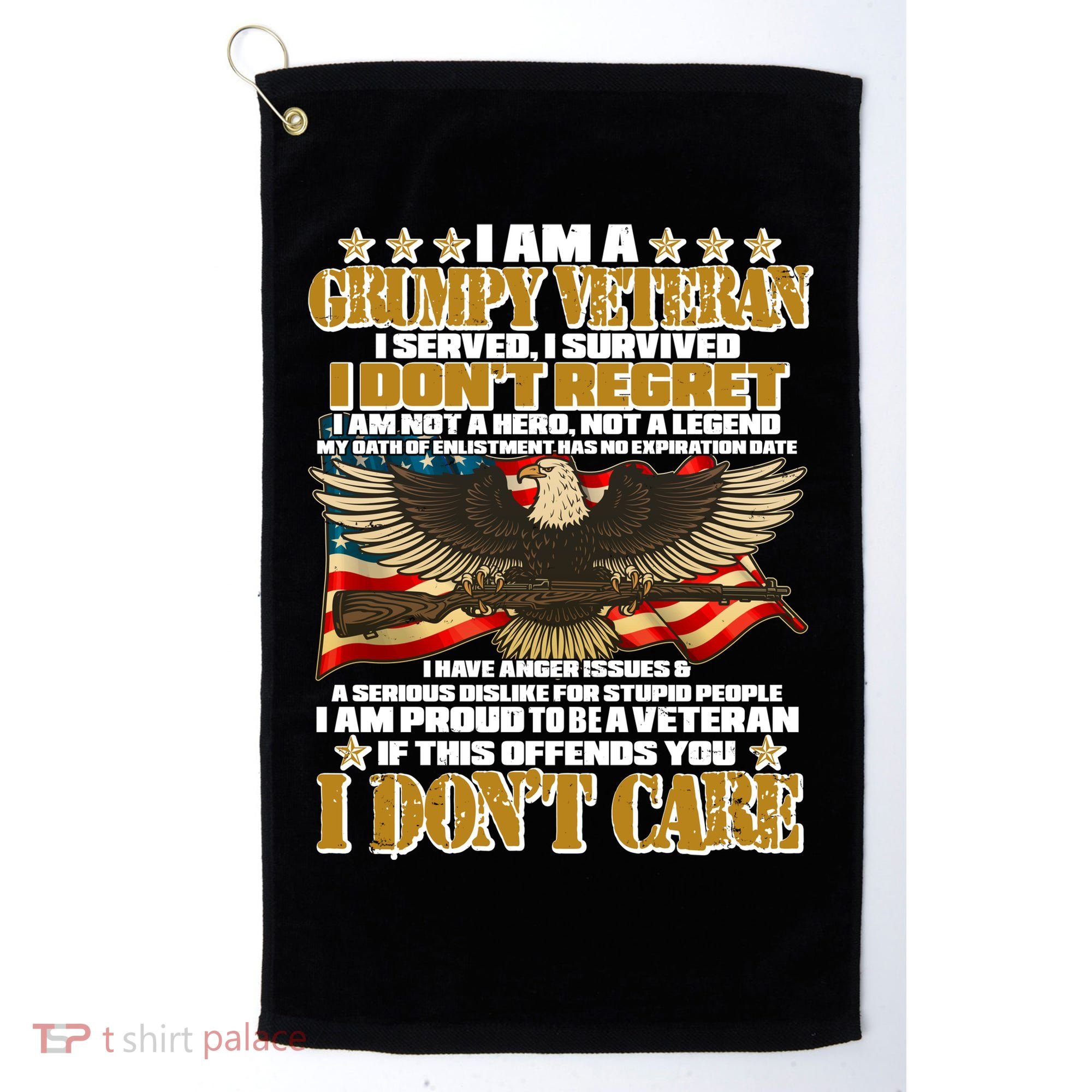 I Am A Grumpy Proud Veteran Funny Golf Towel