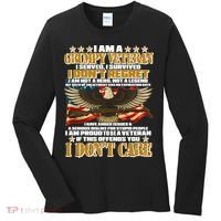 I Am A Grumpy Proud Veteran Funny Women's Long Sleeve Shirt thumb 0