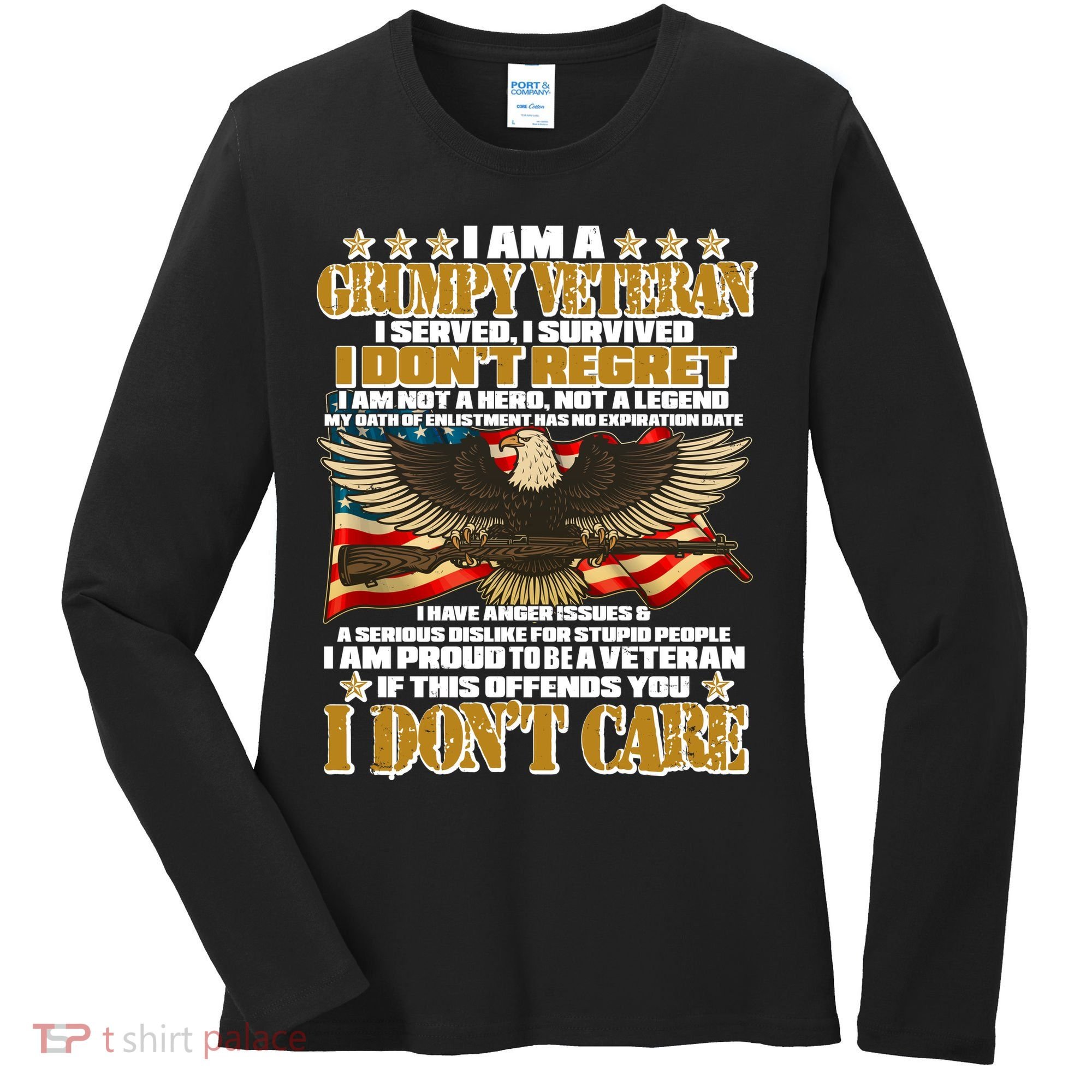 I Am A Grumpy Proud Veteran Funny Women's Long Sleeve Shirt